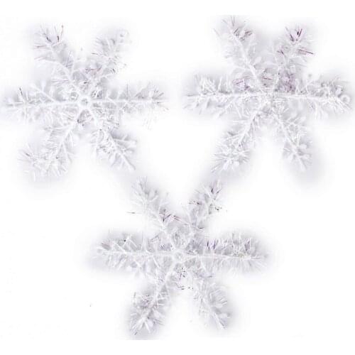 15pcs 13cm Christmas Ornament White Plastic Christmas Snowflake Christmas Tree Flowers /Window Christmas Decorations For Home