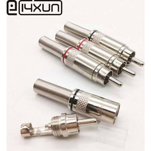 EClyxun 2pcs Metal RCA Male Plug Solder Audio Adapters with Spring Connectors Silver Tone Red & Black