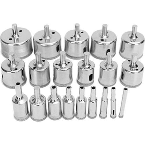 20pcs 6-50mm Diamond Set Tile Marble Glass Ceramic Hole Saw Drilling Bits For Power Coated Drill Bit Tools