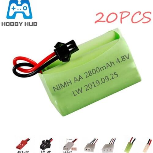 4.8v 2800mah NiMH Battery 4.8v Rechargeable Battery AA Battery Pack For Rc toys Cars Boats Tanks Robots Guns 20Pcs