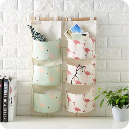 3 Pocket Storage Bag Cotton & Linen Cloth Hanging Bag Wall Door Hanging Storage Bag Sundries Storage Organizers -30