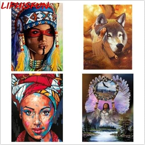 Indian Woman Girl 5D DIY Diamond Painting Full Drill Needlework Embroidery Diamond Cross Stitch Rhinestone Picture Home Decor