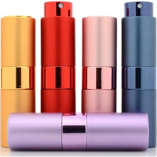 60Pcs/Lot 8ML Aluminum Perfume Spray Liquid Bottles Toner Portable Cosmetic Rotating Three Sections Travel Sub Bottle HA2485