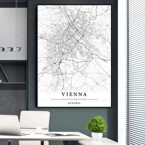Austria Vienna Custom City Map Black and White Print Wall Art Canvas Painting Nordic Poster Living Room Home Decor