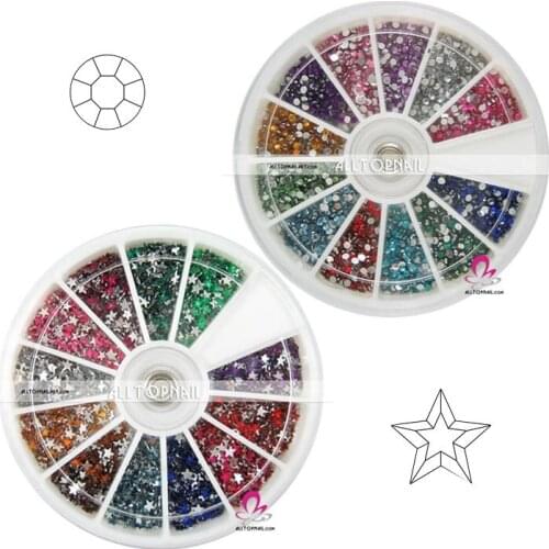 Free shipping-80400pcs 2mm mixed Nail rhinestones for nail art 55 Wheels