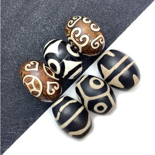 Agate Power Stone Mysterious Dzi Bead Ancient Gem 3 Eye Dzi Bead Religious Belief DIY Bracelet Necklace Accessories Size 20x28mm
