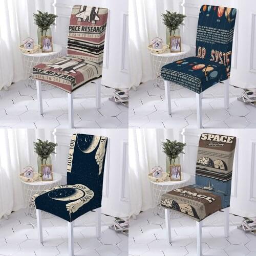 Space Letter Dining Chair Cover Jacquard Dark Spandex Sliding Cover Protective Cover Elasticity Suitable for Game Hall Elastic