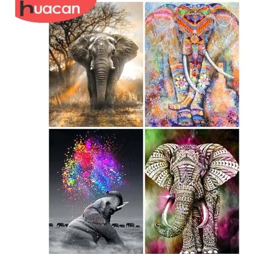 HUACAN 5D DIY Diamond Painting Elephant Full Square/round Diamond Embroidery Animal Art Home Decoration