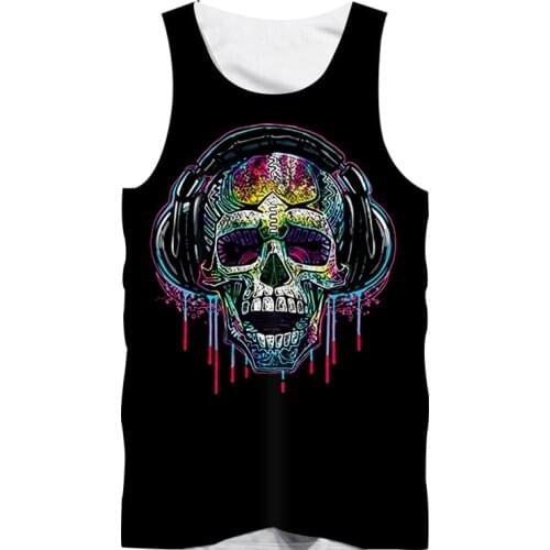 IFPD EU/US Size Summer Music Skull Printed 3D Tank Top Sleeveless Shirt Plus Size Casual Breathable Funny Fitness Vest Wholesale