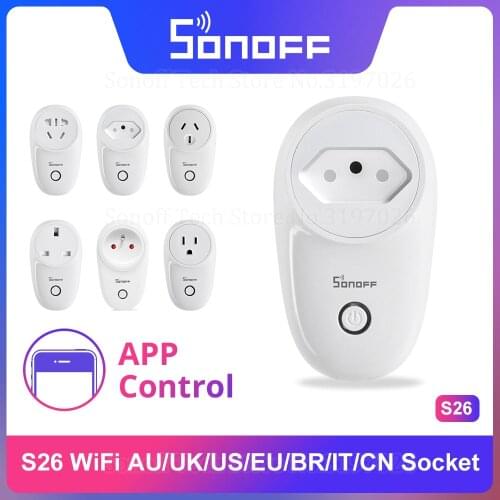 Itead Sonoff S26 Smart WiFi Socket CN AU UK US EU BR IT Wireless Remote Control Switch Via eWeLink Works With Alexa Google Home
