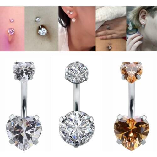 Double-headed Zircon Navel Ring Nail for Men Women Piercing Jewelry DIY Belly Ring Barbell Dangle Belly Rings Body Jewelry