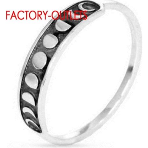 Hot Selling Authentic 925 Sterling Silver Moon Phase Change Finger Rings For Women Engagement Statement Jewelry Accessory
