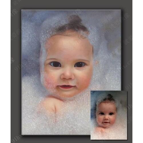 BEST birthday present # TOP ART Customize service oil painting--baby child portrait from photo picture--100% hand painted# 24"