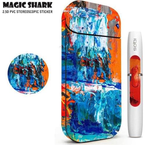 Magic Shark Colorful Painting Label E Cigarette Sticker Case Cover for IQOS 2.4 Plus 2.4p 2.4+ 10 Colors 1955-1964