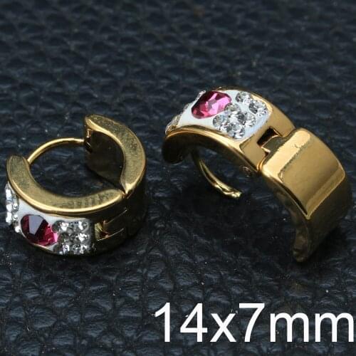 Fashion Stainless Steel Jewelry Multi Gold Color Hoop Huggie Earrings For Woman & Girl Party Gift EASKBAEP