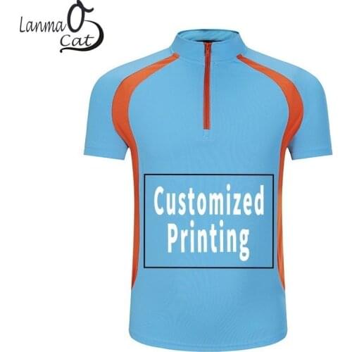 Lanmaocat Men Women Sport Yoga Running Shirts Custom Printed Stand Collar Sports Breathable Exercise Tee Shirts Free Shipping