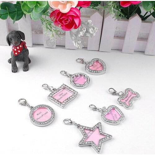 Hot Bone Heart Collar Pendant Necklace Crystal Decorated Diy Hand writing Pet Dog Information Board Tag