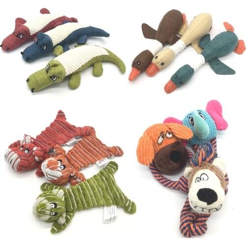 Pet Dog Squeaky Toy Durable Cute Plush Animals Make Sound Dog Puppy Chew Toys Training Teething Toys For Small Medium Dogs