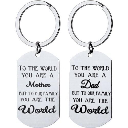Mothers Day Gift Alloy Letter Keychain TO THE WORLD YOU ARE A DAD/MOTHER Fathers Day Present Party Favor