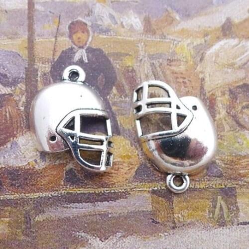 20 Pieces 14x20mm Antique Silver Color Helmet Charms Keychains Bracelet For DIY Jewelry Making