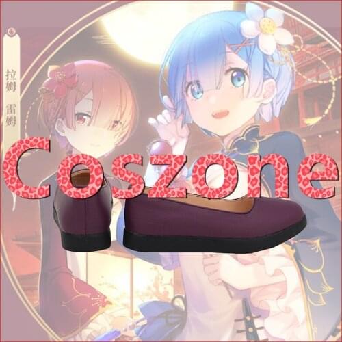 Re Life In A Different World From Zero Ram Rem Purple Cosplay Shoes Boots Halloween Carnival Cosplay Costume Accessories