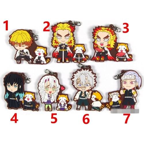 Demon Slayer Kimetsu no Yaiba rubber keychain Key Ring Race Straps cosplay