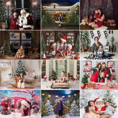 Christmas Photography Background Chirstmas Tree Child Portrait Fireplace Backdrop Party Decoration Props Banner For Photo Studio