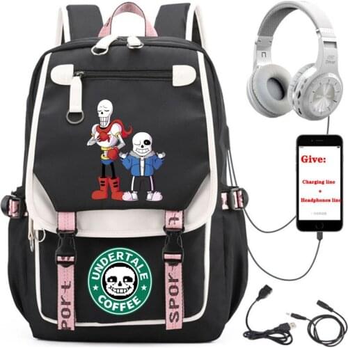 Anime Game logo backpack student School book Bag Women men Travel Backpack USB Charging teenagers Black Laptop packsack