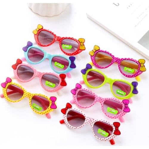 New Childrens Eyeglasses Bow Kids Sunglasses Summer Uv400 Pc Resin Wave Point Sunglasses For Girls Decorative Glasses 2021