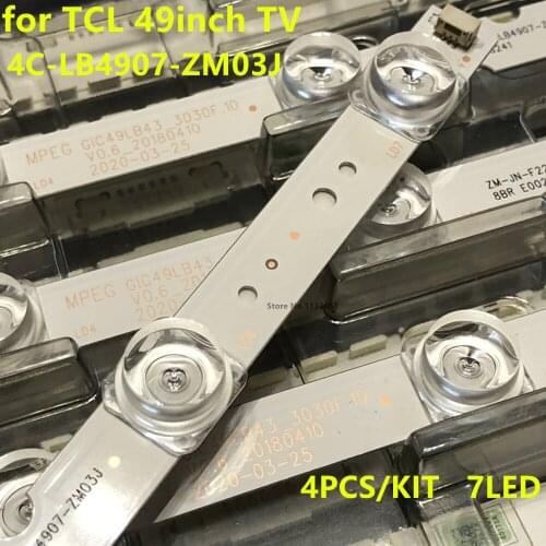 LED backlight strip T C L 49D6 49V2 49S2 4C-LB4907-ZM03J ZM-JN-F 19 GIC49LB43-3030 4PCS 7LED