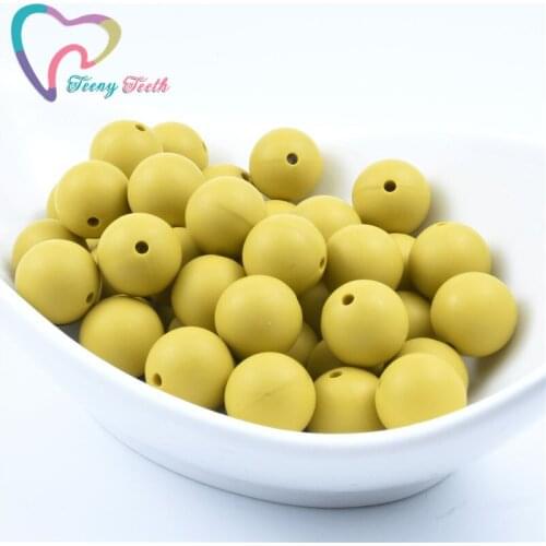 Teeny Teeth 100 PCS Murstard Yellow 9-19 MM Silicone Round Perles Beads For Baby Teether Eco-friendly Sensory Teething Necklace