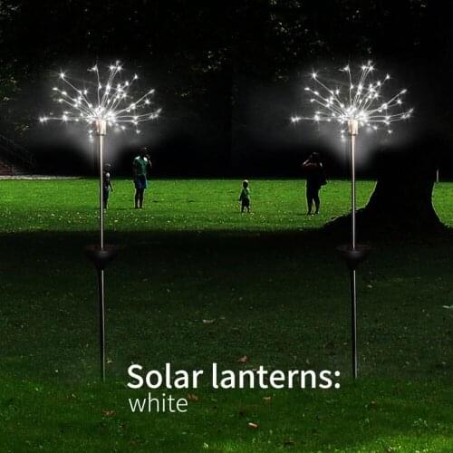 Solar Powered Outdoor Grass Fireworks light Lamp 90/120/198 LED For Garden Lawn Landscape Lamp Holiday Light