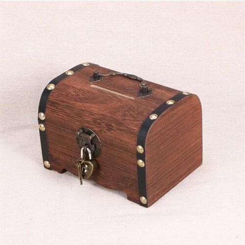 Vintage Treasure Storage Box Pirate Treasure Chest Jewelry Bracelet Pearl Ring Bank Organizer Saving Box Case With Lock