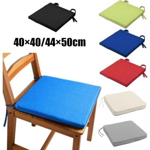 Waterproof Chair Cushion Seat Pads Black Square Sponge Thicken Outdoor Tie On Garden Patio Removable Cover For Sofa 44x50cm