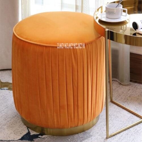 Y21 Round Sofa Stool Simple Low Cloth Stool Modern Change Shoe Stool Living Room Tea Table Makeup Stool Stainless Steel Frame
