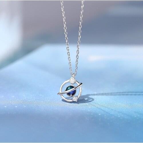 925 Sterling Silver Planet Charm Pendent Necklace For Women Girls Party Jewelry Choker dz145