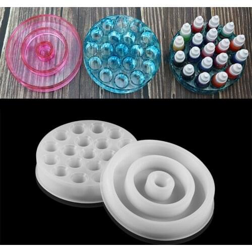 1Pcs 19 Holes Round Resin Lipstick Storage Boxes Storage Epoxy Mold for DIY Epoxy Resin Mould Crafts Jewelry Accessories Tools