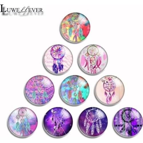 12mm 10mm 14mm 16mm 20mm 25mm 470 Colorful Dreamcatcher Mix Round Glass Cabochon Jewelry Finding 18mm Snap Button Charm Bracelet