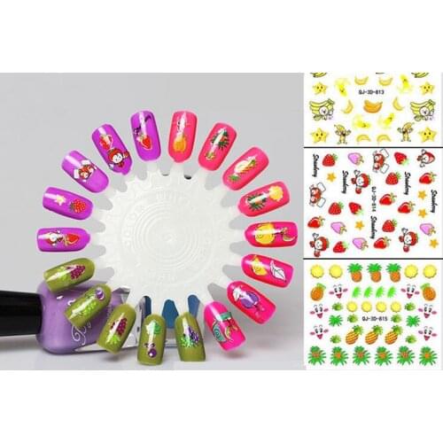 12pcs Nail Art Decals Water Transfer Nail Stickers Temporary Tattoos DIY Tips NEW Cute Fruits and vegetables pattern for Girl