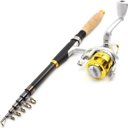 2.1M Fishing rod with reel Carbon Telescopic fishing pole Spinning Reels set Travel Sea rod fast carp Rocky pole trout rods