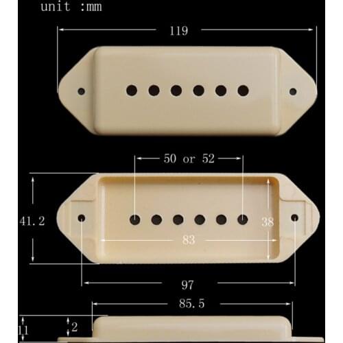 2PCS P90 Guitar Pickup Cover Bridge Lid 52/50mm For Guitar Replacement Cream