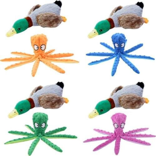 2-Pcs Squeaky Dog Toys Octopus + Duck Suit, Plush Chew Toys for Puppy Pet Chew Bite Resistant Toy Pets Accessories Supplies