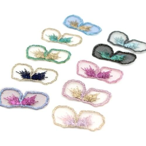 50PCS/lot Embroidery Lace Two petals Flower Appliques 4cm Translucent Single layer for Party Decor,Garment Embellishment
