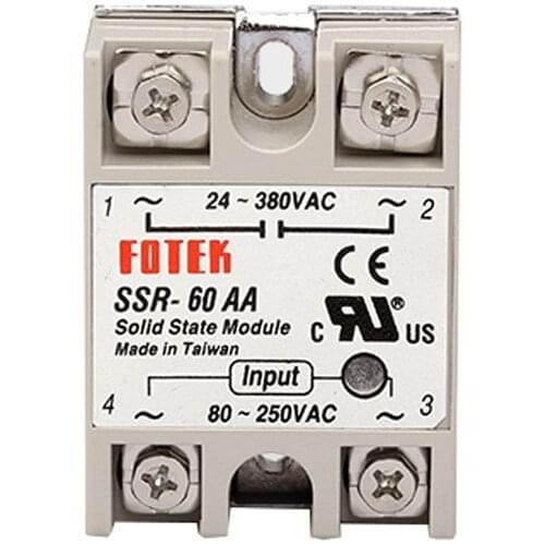 5PCS Single Phase 24-380V AC 80-280V AC SSR-60AA AC Solid State Relay