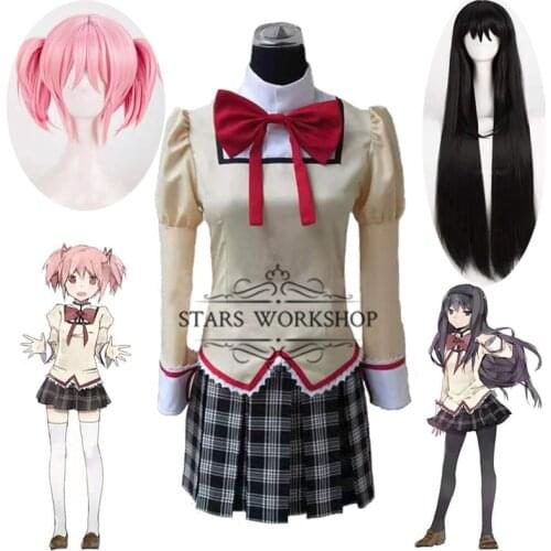 Anime Magical Girl Kaname Madoka Akemi Homura Cosplay Costume School Uniform Suit Free Shipping Custom Made