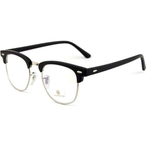 Retro Rivets Finished Myopia Glasses Women Men Half Frame Metal 1.56 Refractive index Prescription Eyeglasses 0 -0.5 -1.0 To -6
