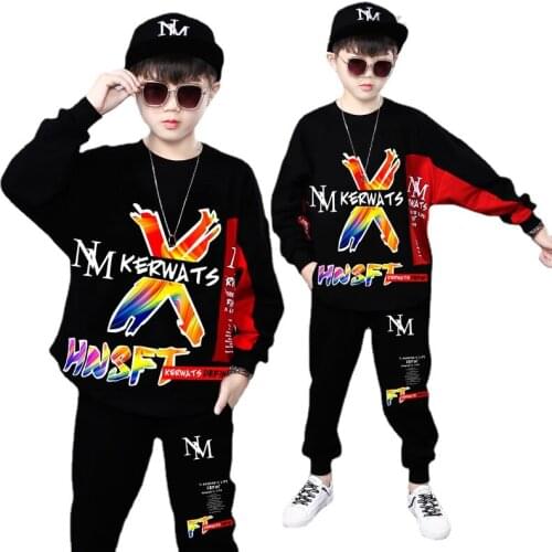 Children Clothing 2021 Autumn Boys Clothes Hoodies+Pant Outfit Kids Rock Hip Hop Tracksuit for Boys Clothing Suit 6 8 10 12 Year