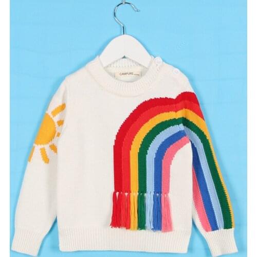 Children Rainbow Knitting Sweater Striped Knit Sweater Kids Knitting Sweater Boys Girls Clothing Autumn Tee Tops High Quality
