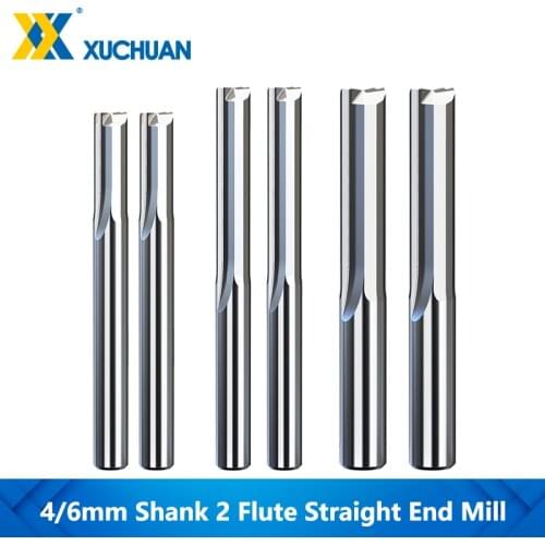 2 Flute Straight End Mill CNC Router Bit 10pcs 4/6mm Shank For Wood MDF Plastic Engraving Tool Tungsten Carbide Milling Cutter