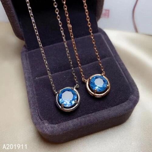KJJEAXCMY boutique jewelry 925 sterling silver inlaid Natural Blue Topaz Womens pendant necklace supports test trendy classic